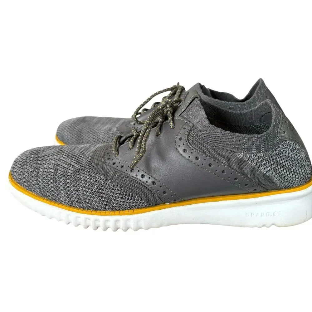 Cole Haan Men’s Sz 8.5 M 2.Zerogrand Saddle Oxford Shoes Gray White Knit